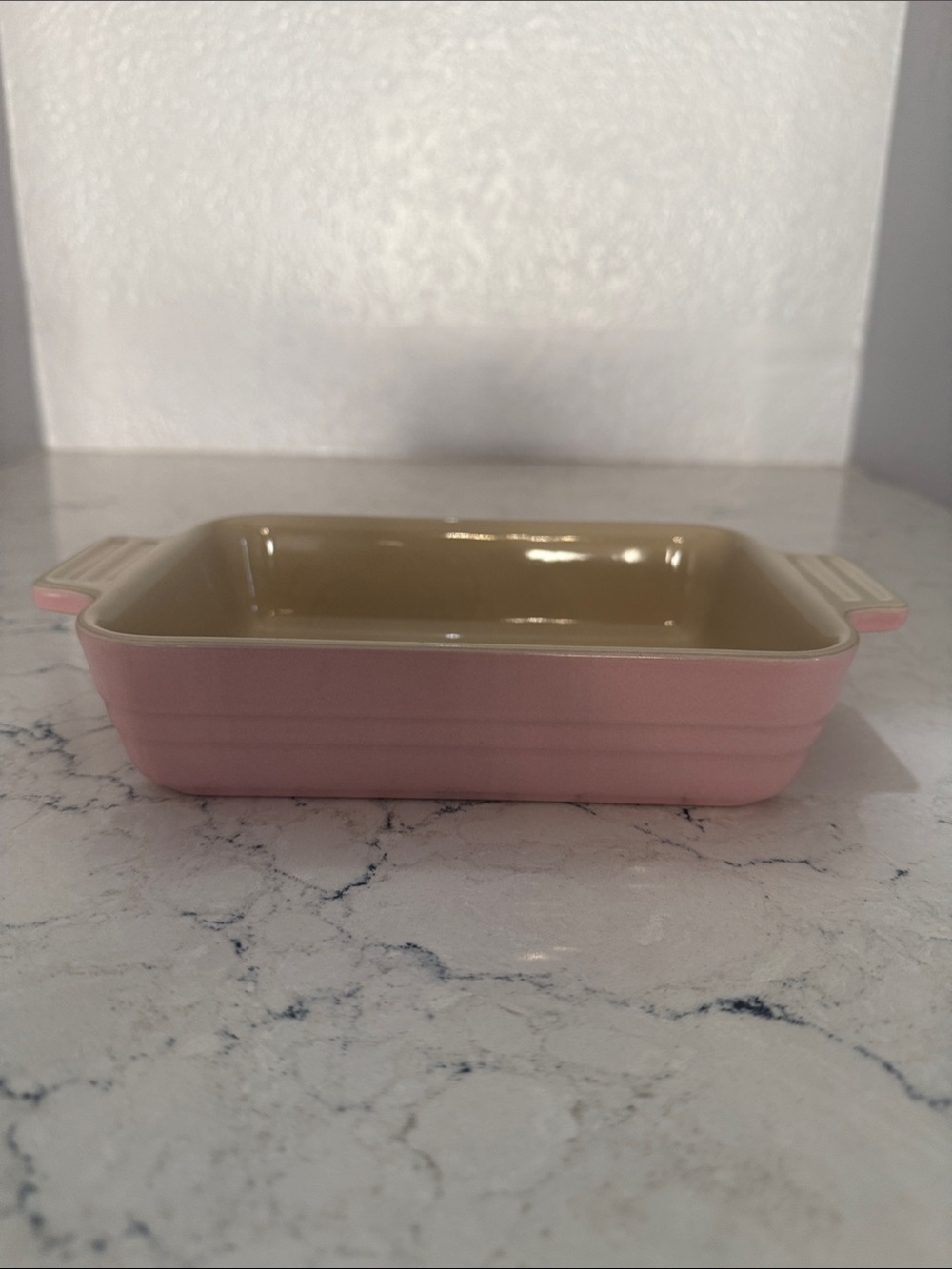 Le Creuset Chiffon Pink Rectangular Ceramic Baker with Cream Interior